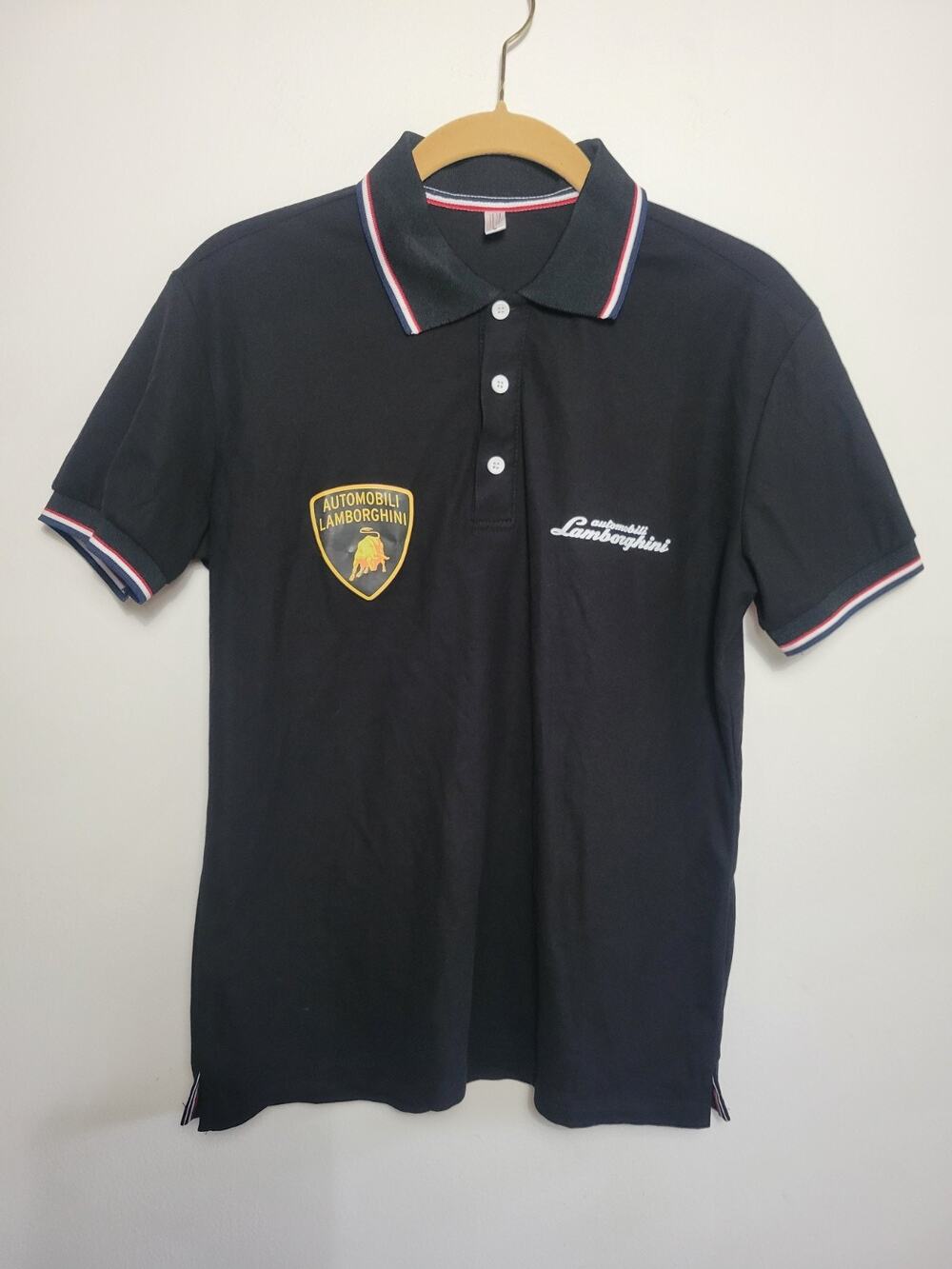 Lamborghini Automobili Polo Shirt womens Black Racing Team Sport Size L